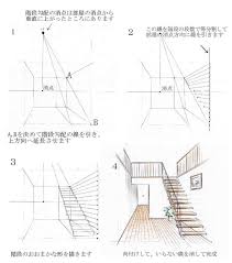 階段の描き方 手描きパースの描き方 建築パース インテリアスケッチ インテリアデザインのスケッチ