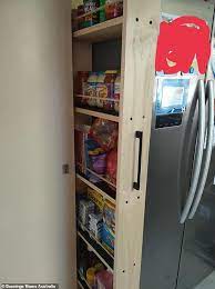 3 stationary shelves to secure the frame. Bunnings Shoppers Uses Budget Items To Create A Secret Storage Pantry To Maximise Kitchen Space Daily Mail Online