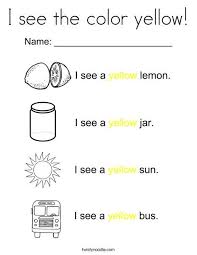 I See The Color Yellow Coloring Page Twisty Noodle Fun Homeschool Preschool Learning Activities Teaching Special Education