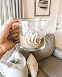 Coffee Mug Initial Mug Clear Mug Glass Monogram Mug Etsy Clear Coffee Mugs Mugs Cute Coffee Mugs