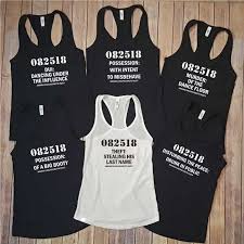 A unique set of #bachelorette shirts for the bride and bridesmaid for a fun girls weekend night. Mugshot Lineup Funny Custom Bachelorette Party Tank Tops