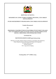 REPUBLIC OF KENYA MINISTRY OF LANDS, PUBLIC WORKS, HOUSING, AND URBAN  DEVELOPMENT STATE DEPARTMENT FOR HOUSING AND URBAN DEVELOP
