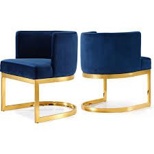 Meridian Gianna Dining Chair Navy Blue Velvet On Gold Base Velvet Dining Chairs Upholstered Dining Chairs Blue Velvet Dining Chairs