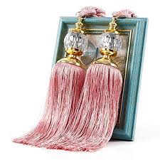 Paire D Embrasses De Rideaux Elegantes De Luxe Avec Perles Prismes Boules Et Pompons Pour Decoration De Maison Hotel Embrasse Rideau Rideaux Rideaux Elegants
