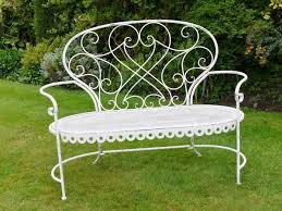 French Style Shabby Chic Ivory Cream Metal Garden Bench Garden Bench Seating Metal Garden Benches Garden Bench