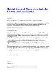 Pengaruh media televisi terhadapperilaku remaja olehlathiffida noor jaswandii34100156 dosendr. Cont Makalah Pengaruh Media Sosial Terhadap Karakter Anak Dan Remaja