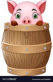 Cartoon Little Pig In Barrel Vector Image On Vectorstock Little Pigs Pig Cartoon Pig Art