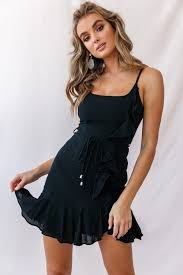 Hart Cami Strap Ruffle Mini Dress Black Mini Dress Mini Black Dress Hot Party Dresses