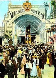 Steeplechase park, a new york city amusement park from 1897 to 1964, named for its racing rollercoaster; Coney Island Second Steeplechase Park 1908 1964