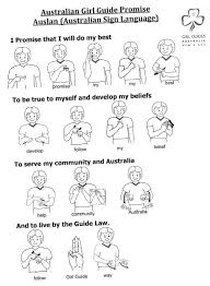 Auslan Australian Girl Guide Promise From Gg Act Nsw Girl Guides Guide Badges Brownies Girl Guides