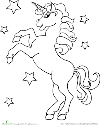 Free Printable Unicorn Coloring Worksheet Worksheet Education Com Unicorn Coloring Pages Rainbow Unicorn Party Unicorn Crafts
