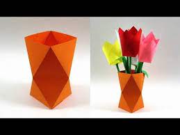 How To Make A Paper Vase Easy Paper Craft Youtube Paper Vase Paper Crafts Easy Paper Crafts