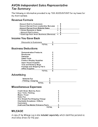 Avon Independent Sales Representative Tax Summary The Following Is Information Provided To My Tax Accountant Fo Avon Representative Business Avon Avon Business
