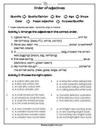 Pin By Josephine Edwards On English Grammar Order Of Adjectives Order Of Adjectives Worksheet Adjective Worksheet