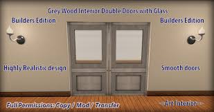 Glass doors are often used as outdoor ones because they look beautiful and bring much light in but you can also rock them indoors, too! Second Life Marketplace Interior Double Doors Grey Wood With Glass Inserts Full Permissions Builders Edition