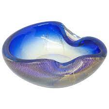 Murano Art Glass Bowl Catchall Blue Clear And Gold Vintage Italy 1970s In 2021 Art Glass Bowl Glass Art Modern Decorative Bowls
