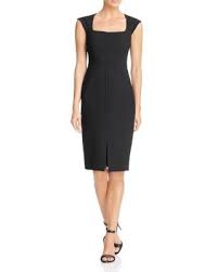 Black Halo Magdalena Square Neck Sheath Dress In Black Modesens Dresses Dresses For Work Black Halo Dress