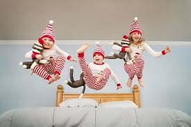 3 Little Monkeys Jumping In The Bed Emilyrosemagic One Day We Are Doing This When The Kids Ar Christmas Photos Kids Christmas Family Photos Christmas Photos