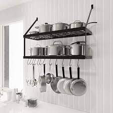 Stainless steel kitchen rack ukey giriş. Amazon Com Kes 30 Inch Pot Rack 2 Tier Pan Rack For Kitchen Wall Mounted Pot Organizer With 12 S Hooks Heavy Duty Matte Black Kur218s75b Bk Home Improvement