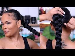 Super Sleek Long Braided Ponytail On Natural Hair Protective Style Arnellarmon Youtube Sleek Braided Ponytail Cool Braid Hairstyles Braided Ponytail