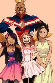 Group Photo All Might Kyoka Jiro Uraraka Ochako And Momo Yaoyorozu Myheroacademia Coslayclass Anime My Hero Hero Girl Boku No Hero Academia