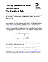 There are rules we can follow to find many derivatives. The Quotient Rule Portal University Of East Anglia