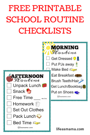 free printable school routine checklists printables
