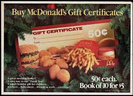 Mcdonalds Trayliner Placemat Gift Certificate Stocking Stuffer 1984 Childhood Memories My Childhood Memories Mcdonalds