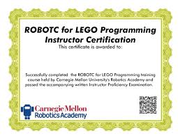 Magazine certificate lego in promenada mall bucuresti, sun plaza. Carnegie Mellon Robotics Academy Robotc For Lego Programming Student Certification