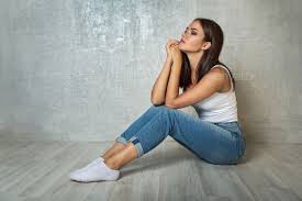 Beautiful Young Woman Sitting On The Floor By Okssi68 On Photodune Beautiful Young Woman In Je Photography Poses Women Girl Photo Poses Girl Photography Poses