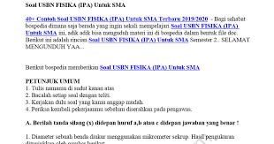 Mar 01, 2019 · kartu soal ujian sekolah doc bsnp tetapkan pos usbn dan un 2019 bsnp indonesia. 40 Contoh Soal Usbn Fisika Ipa Untuk Sma Terbaru 2019 2020 Docx Google Drive