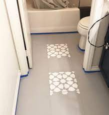 Do not let product puddle. How To Paint A Bathroom Floor To Look Like Cement Tile For Under 75 Young House Love