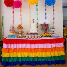Rainbow Ruffled Tablecloth Decoracion Fiesta Cumpleanos Fiesta Arcoiris Decoracion De Fiesta