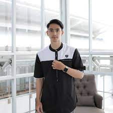 Gambar baju koko hitam putih. Pakaian Muslim Baju Koko Mode Lis Simple Kombinasi Warna Hitam Putih Lengan Pendek Modern Terbaru Shopee Indonesia