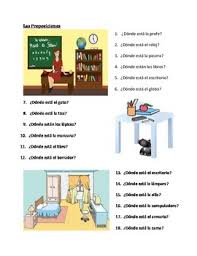 Worksheet Has 3 Pictures Each Picture Has 6 Questions Donde Esta Students Answer Using The Appropriate Prepositio Prepositions French Worksheets Worksheets