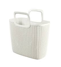 Curver knit xs plastic rectangular storage basket, white, 25x17.5x14cm with handles, ef505928. Curver Shopping Bag Knit 25l In White 42 X 23 5 X 29 Cm Buy Online In Brunei At Brunei Desertcart Com Productid 64925293