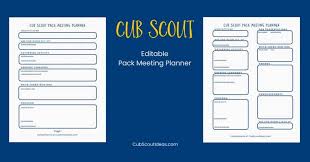 Free Cub Scout Pack Meeting Planner Cub Scout Ideas