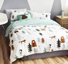 Woodland Bedding Set Forrest Nursery Kids Room Ideas Bear Wolf Trees Nature Baby Bed Blanket Boys Duvet Cover Bedding Sets Kids Duvet Cover