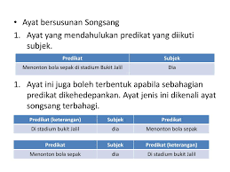 Seluruh konstituen predikat di bawa ke hadapan mendahului subjek. Ppt Pengetahuan Dan Kemahiran Bahasa Powerpoint Presentation Free Download Id 4382193