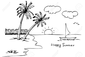 Learn how to draw coconut tree pictures using these outlines or print just for coloring. Vector Hand Draw Sketch Beach With Coconut Tree Sun Cloud Stock Photo Picture And Royalty Free Image Image 104622742