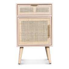Requiring assembly, the nightstand features woven rattan drawer faces and gold tone metal handles for eye catching style. One Drawer Nightstand Natural Smallable Home Design Adult