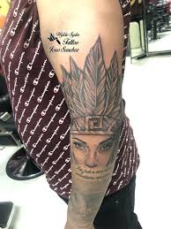 Best Black And Grey Tattoo Artists In San Diego Half Girl Face With Aztec Headdress Tattoos Girl Face Life Tattoos