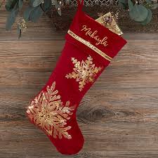 Christmas stocking personalized knitted red ivory green. Personalized Red Gold Christmas Stockings