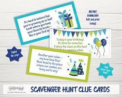 Rhyming Birthday Scavenger Hunt For Boyfriend Birthday Party Scavenger Hunt Clues Treasure Hunt Clues Etsy In 2020 Today Is Your Birthday Party Favor Tags Indoor Activities For Kids