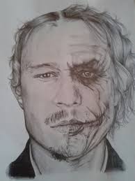 I drew Heath Ledger's portrait half Joker.
