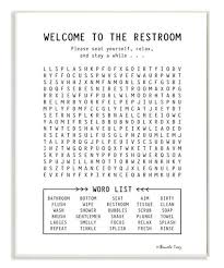 Stupell Industries Welcome To The Restroom Crossword Puzzle Wall Art Zulily Boys Bathroom Decor Stupell Industries Word List