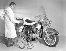 Factory Photo Dyno Testing A Vintage Electraglide Vintage Motorcycle Harley Davidson History Vintage Harley Classic Motorcycles
