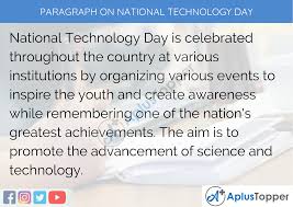 It is celebrated in many countries around the world, although it remains a working day in most of this is an annual and widely observed holiday, celebrated generally on december 25 by millions of people around the world. Paragraph On National Technology Day 100 150 200 250 To 300 Words For Kids Students And Children A Plus Topper