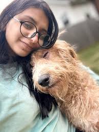 Benji isn't impressed he can't go outside in the storm. Plaguing the life  out of my daughter while I'm at work 😂