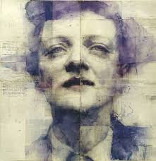 Close up showing detail and antiquing of the face, giving it a vintage  look.